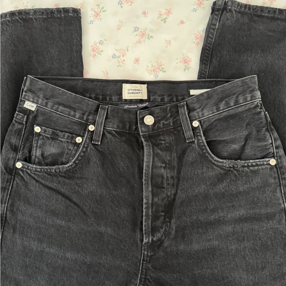 Citizens Of Humanity Black Wide Leg Jeans - Picture 9 of 16